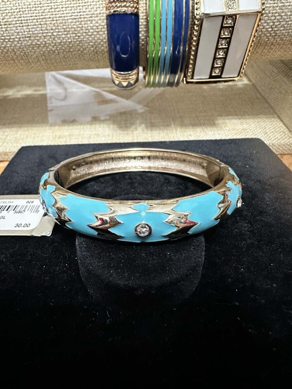 Sequin Nordstrom Multicolor Gold Tone Statement Enamel Bangle Bracelet # 200